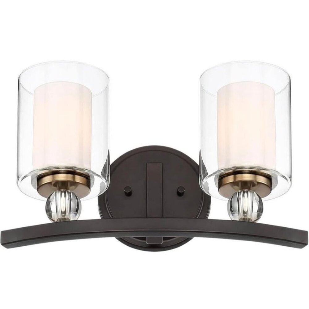 NEW! Minka Lavery Vanity Bath Light, 2-Light, 200 Watts, 15.5" H x 9" W, Glass